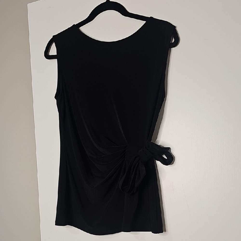 Chaus Black Sleeveless Tie-Accent Blouse